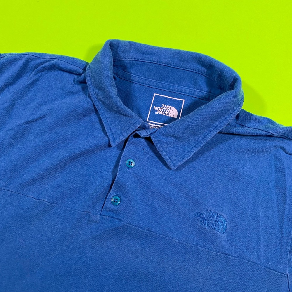 The North Face Mens Blue Short Sleeve Embroidered Logo Polo Shirt Size Medium